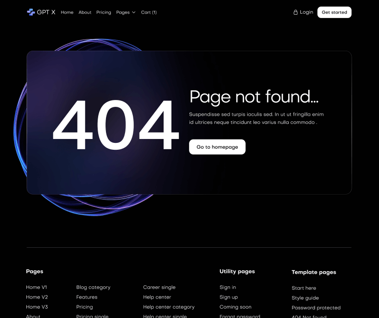 GPT X - Not Found Utility Page - AI & Machine Learning Webflow Template