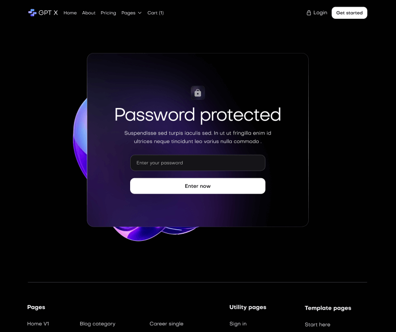GPT X - Password Protected Page AI & Machine Learning Webflow Template